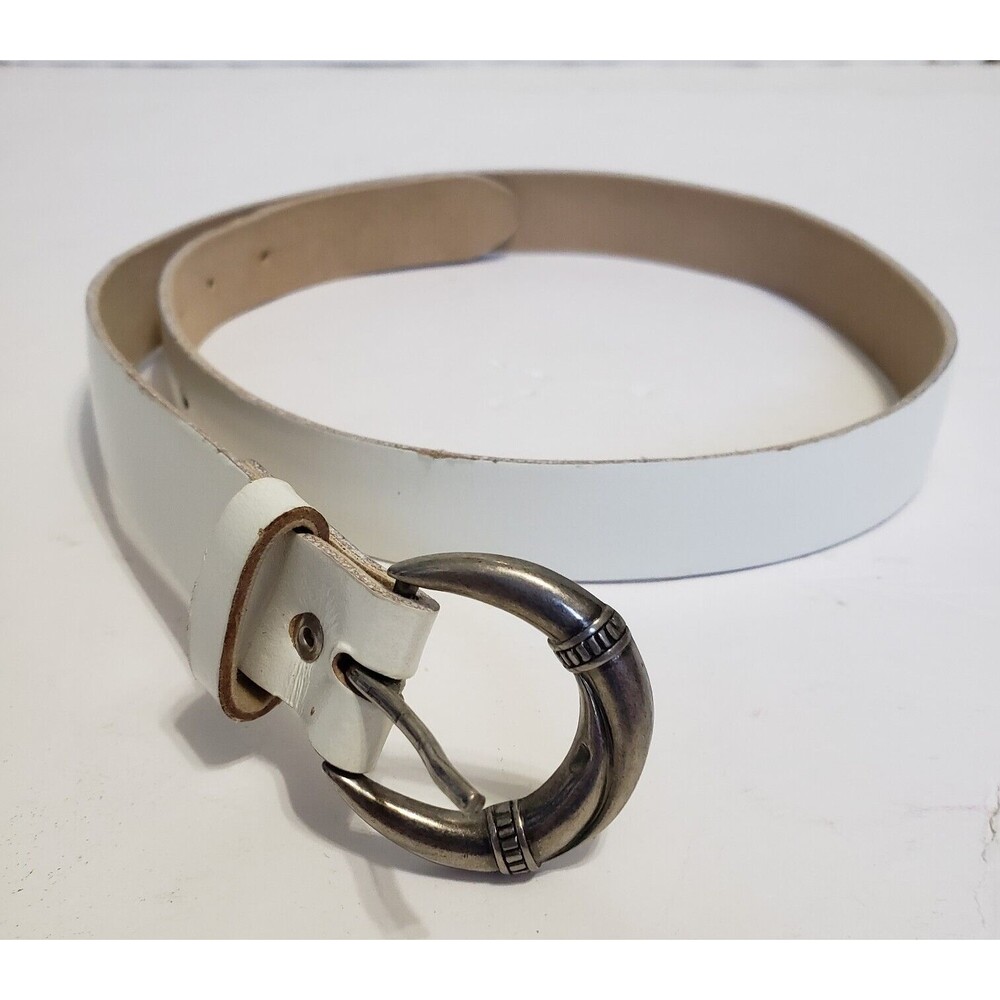 White Belt Silver Buckle Woman 34 inches Unbranded Imperfect